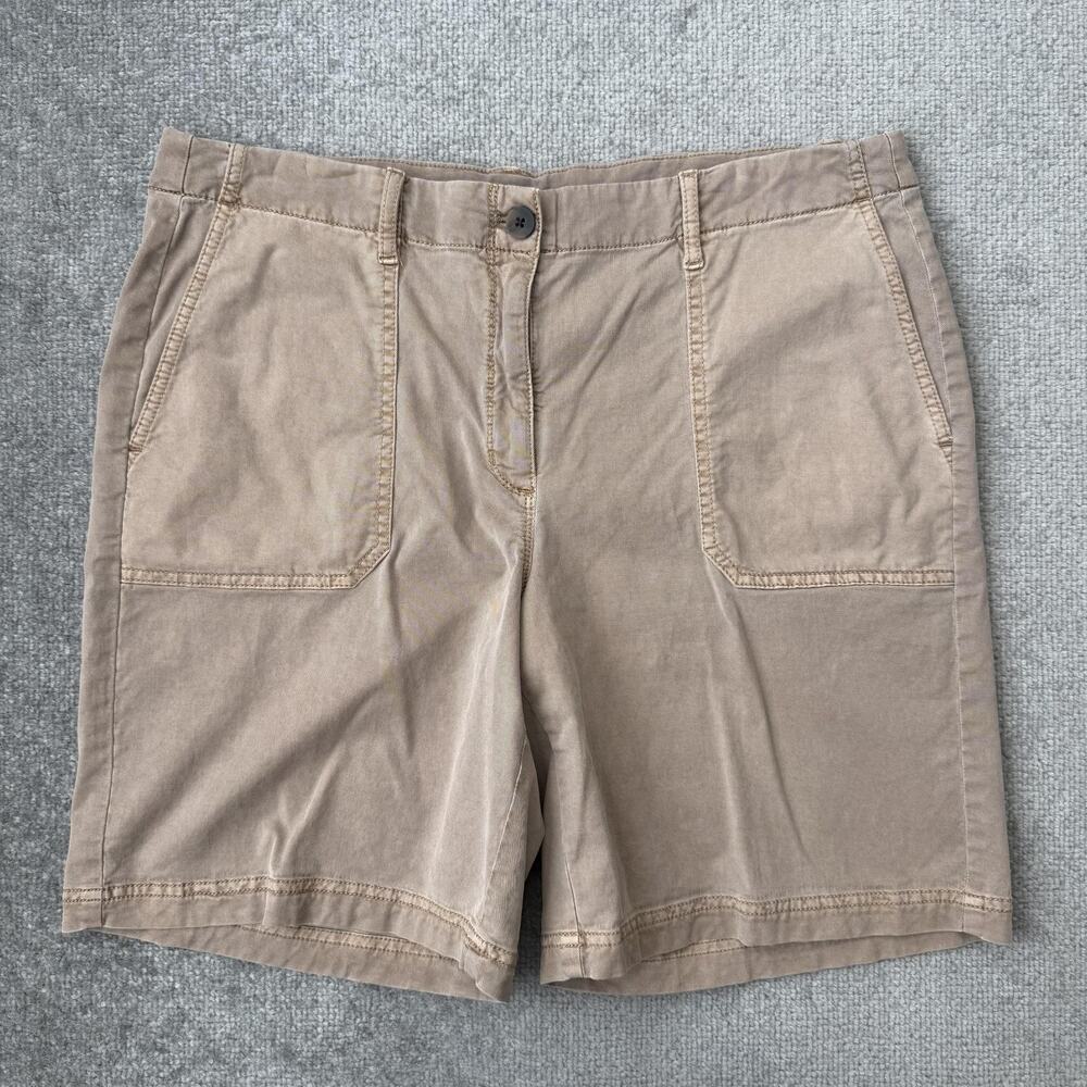 J Jill Shorts Womens 14 Beige Chino Twill Stretch Casual Flat Front Pockets